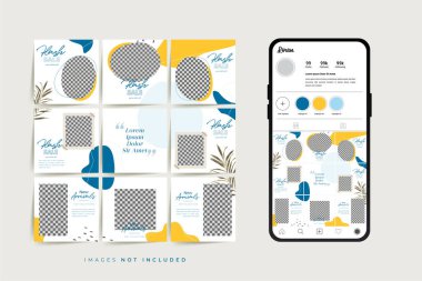 Moda satışı tanıtımı için sosyal medya bulmacası çerçeve şeması şablonu