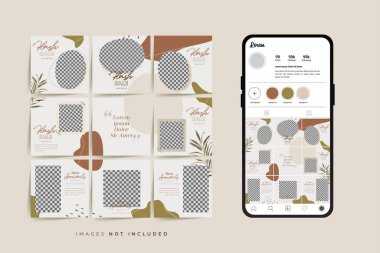 Moda satışı tanıtımı için sosyal medya bulmacası çerçeve şeması şablonu