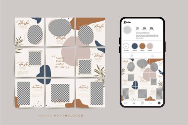 Moda satışı tanıtımı için sosyal medya bulmacası çerçeve şeması şablonu