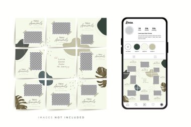 Moda satışı tanıtımı için sosyal medya bulmacası çerçeve şeması şablonu