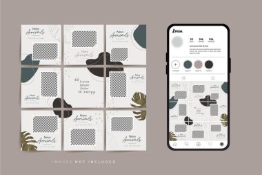 Moda satışı tanıtımı için sosyal medya bulmacası çerçeve şeması şablonu