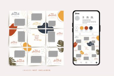 Moda satışı tanıtımı için sosyal medya bulmacası çerçeve şeması şablonu