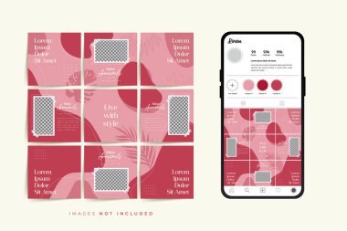 Moda satışı tanıtımı için sosyal medya bulmacası çerçeve şeması şablonu