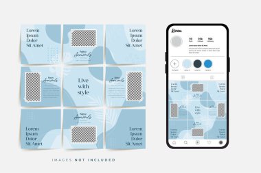 Moda satışı tanıtımı için sosyal medya bulmacası çerçeve şeması şablonu