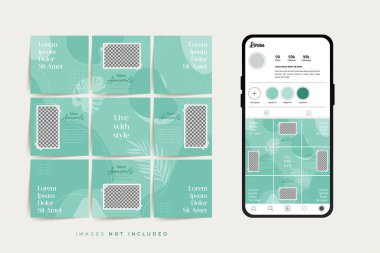 Moda satışı tanıtımı için sosyal medya bulmacası çerçeve şeması şablonu