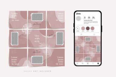 Moda satışı tanıtımı için sosyal medya bulmacası çerçeve şeması şablonu
