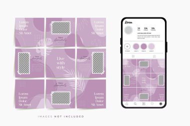 Moda satışı tanıtımı için sosyal medya bulmacası çerçeve şeması şablonu