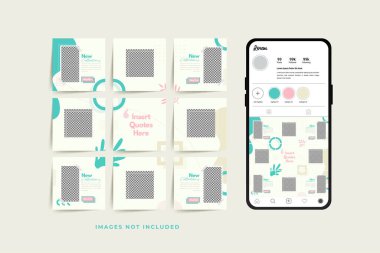 Moda satışı tanıtımı için sosyal medya bulmacası çerçeve şeması şablonu