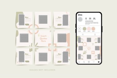 Moda satışı tanıtımı için sosyal medya bulmacası çerçeve şeması şablonu