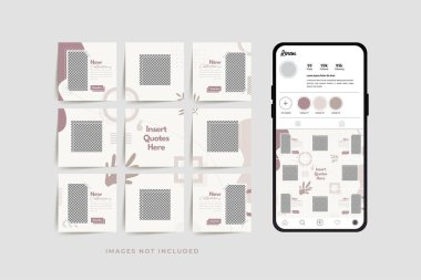 Moda satışı tanıtımı için sosyal medya bulmacası çerçeve şeması şablonu