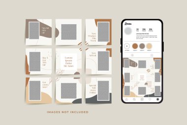Moda satışı tanıtımı için sosyal medya bulmacası çerçeve şeması şablonu
