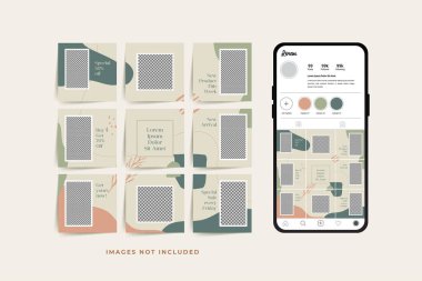 Moda satışı tanıtımı için sosyal medya bulmacası çerçeve şeması şablonu