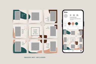 Moda satışı tanıtımı için sosyal medya bulmacası çerçeve şeması şablonu