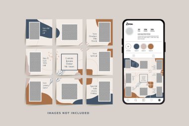 Moda satışı tanıtımı için sosyal medya bulmacası çerçeve şeması şablonu