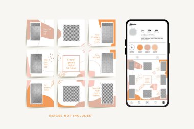 Moda satışı tanıtımı için sosyal medya bulmacası çerçeve şeması şablonu