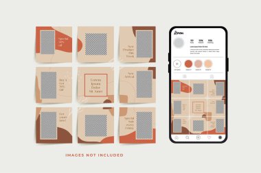 Moda satışı tanıtımı için sosyal medya bulmacası çerçeve şeması şablonu