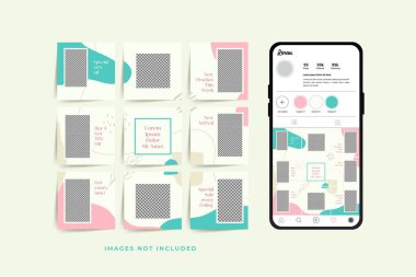 Moda satışı tanıtımı için sosyal medya bulmacası çerçeve şeması şablonu