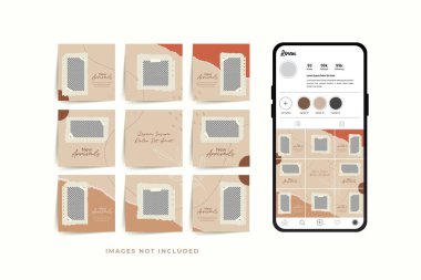 Moda satışı tanıtımı için sosyal medya bulmacası çerçeve şeması şablonu