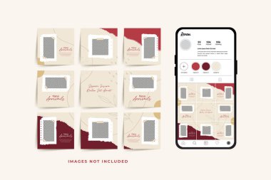 Moda satışı tanıtımı için sosyal medya bulmacası çerçeve şeması şablonu