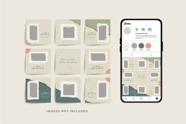 Moda satışı tanıtımı için sosyal medya bulmacası çerçeve şeması şablonu