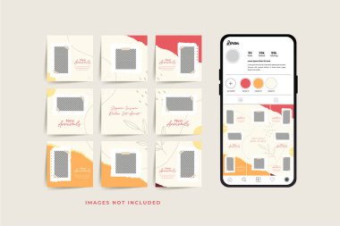 Moda satışı tanıtımı için sosyal medya bulmacası çerçeve şeması şablonu