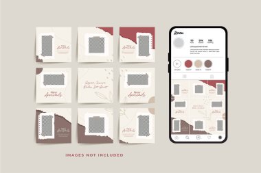 Moda satışı tanıtımı için sosyal medya bulmacası çerçeve şeması şablonu