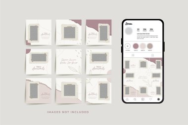 Moda satışı tanıtımı için sosyal medya bulmacası çerçeve şeması şablonu