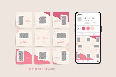 Moda satışı tanıtımı için sosyal medya bulmacası çerçeve şeması şablonu