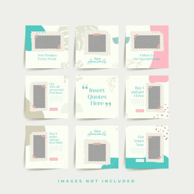 Moda satışı tanıtımı için sosyal medya bulmacası çerçeve şeması şablonu