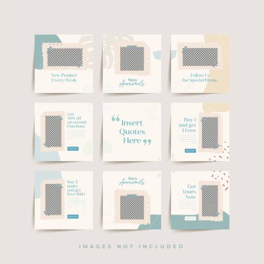 Moda satışı tanıtımı için sosyal medya bulmacası çerçeve şeması şablonu