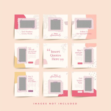 Moda satışı tanıtımı için sosyal medya bulmacası çerçeve şeması şablonu