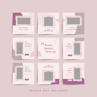 Moda satışı tanıtımı için sosyal medya bulmacası çerçeve şeması şablonu