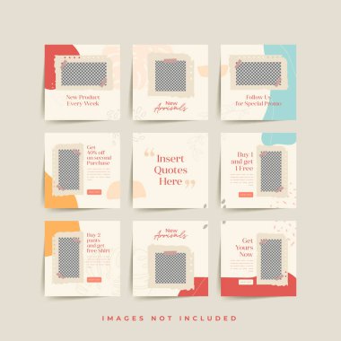 Moda satışı tanıtımı için sosyal medya bulmacası çerçeve şeması şablonu