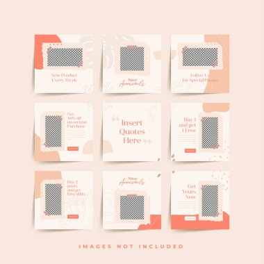 Moda satışı tanıtımı için sosyal medya bulmacası çerçeve şeması şablonu