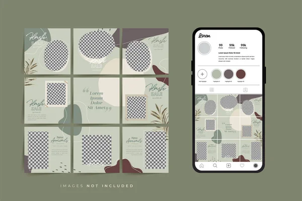 Moda satışı tanıtımı için sosyal medya bulmacası çerçeve şeması şablonu