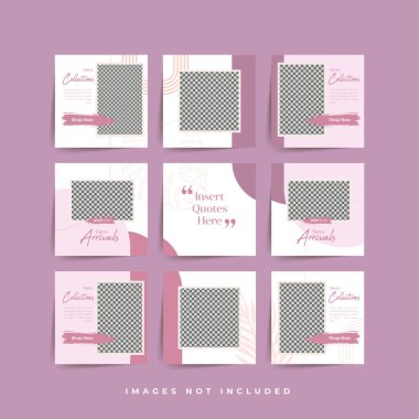 Moda satışı tanıtımı için sosyal medya bulmacası çerçeve şeması şablonu