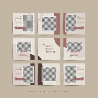 Moda satışı tanıtımı için sosyal medya bulmacası çerçeve şeması şablonu