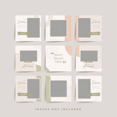 Moda satışı tanıtımı için sosyal medya bulmacası çerçeve şeması şablonu