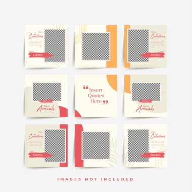 Moda satışı tanıtımı için sosyal medya bulmacası çerçeve şeması şablonu