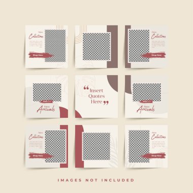 Moda satışı tanıtımı için sosyal medya bulmacası çerçeve şeması şablonu