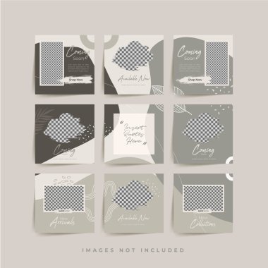 Moda satışı tanıtımı için sosyal medya bulmacası çerçeve şeması şablonu