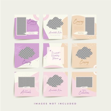 Moda satışı tanıtımı için sosyal medya bulmacası çerçeve şeması şablonu