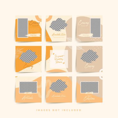 Moda satışı tanıtımı için sosyal medya bulmacası çerçeve şeması şablonu