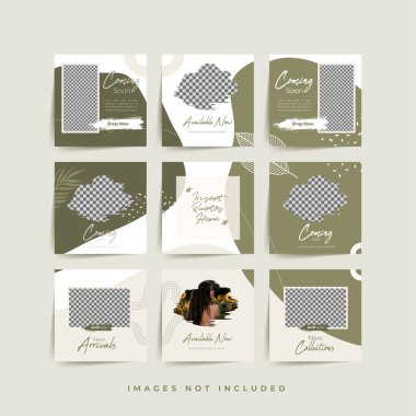 Moda satışı tanıtımı için sosyal medya bulmacası çerçeve şeması şablonu