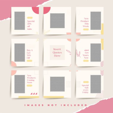 Moda mağazasının özel indirimli tanıtımı için sosyal medya bulmaca şebekesi pürüzsüz arka planlar 