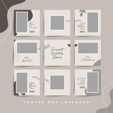 Moda kadınsı ürün reklam prim vektörü için modaya uygun sosyal medya bulmacası gönderme şablonu