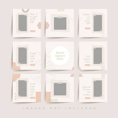 Moda satışı tanıtımı için sosyal medya bulmacası çerçeve şeması şablonu