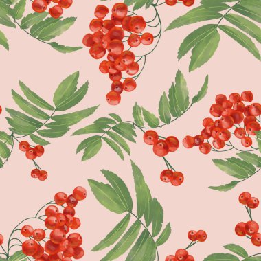 Pembe arka planda Rowan Berry ile pürüzsüz desen