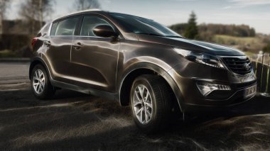 Marienheide, Almanya - 08. Ocak 2018: A Kia Sportage açıklayıcı bir resim olarak çalıştı.