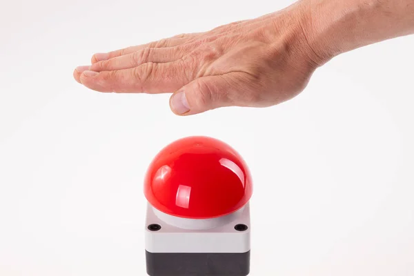 Hand Pushing Red Buzzer — Stock Photo, Image